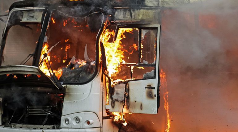На Васильевском острове горел автобус